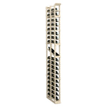 7-ft vertical wood display rack with multiple open bottle slots and shelves