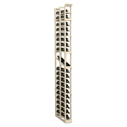7-ft vertical wood display rack with multiple open bottle slots and shelves