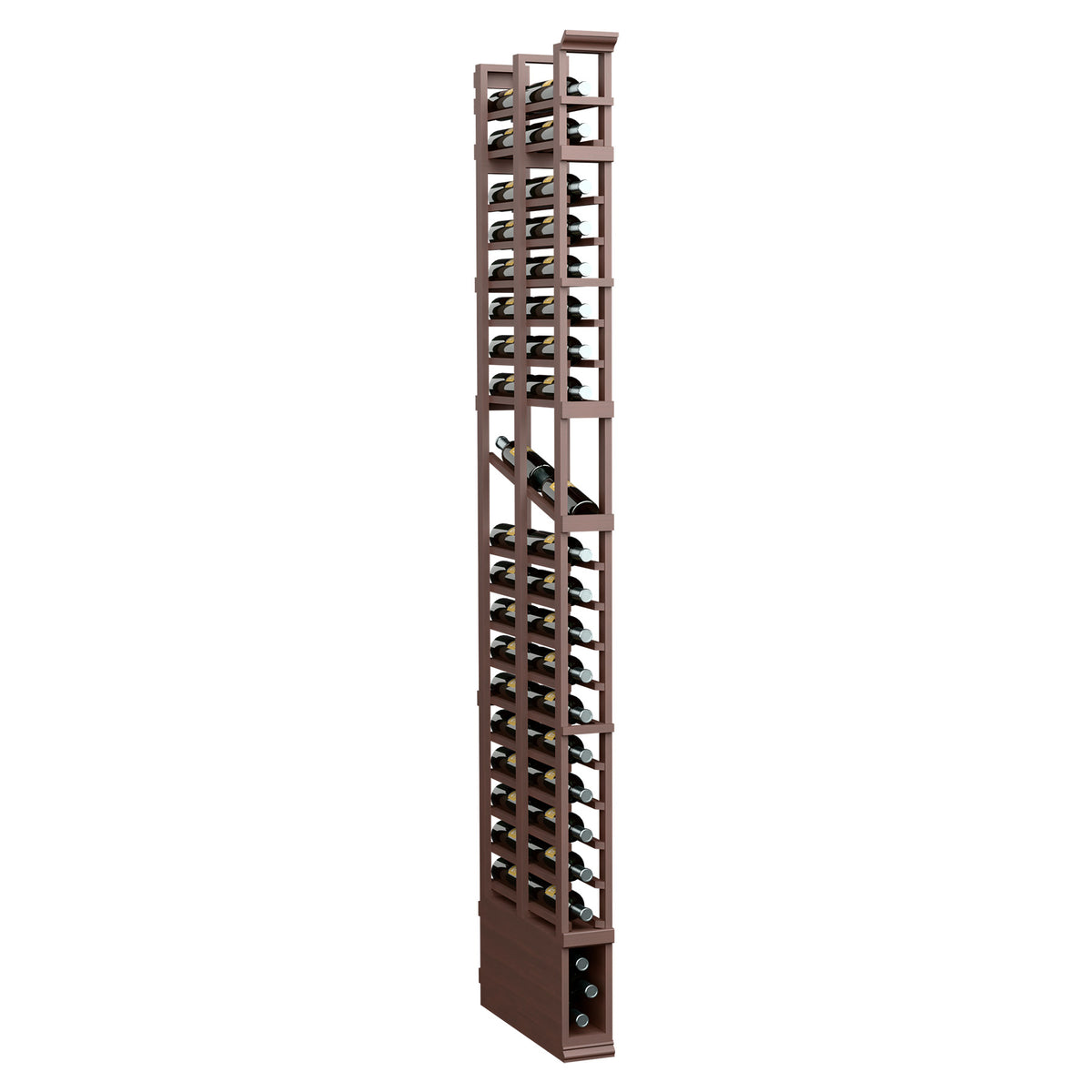 8-ft double-deep wine rack in dark wood, front view with bottle display openings