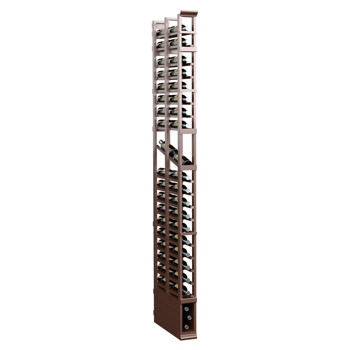 8-ft double-deep wine rack in dark wood, angled view showing two deep bottle rows