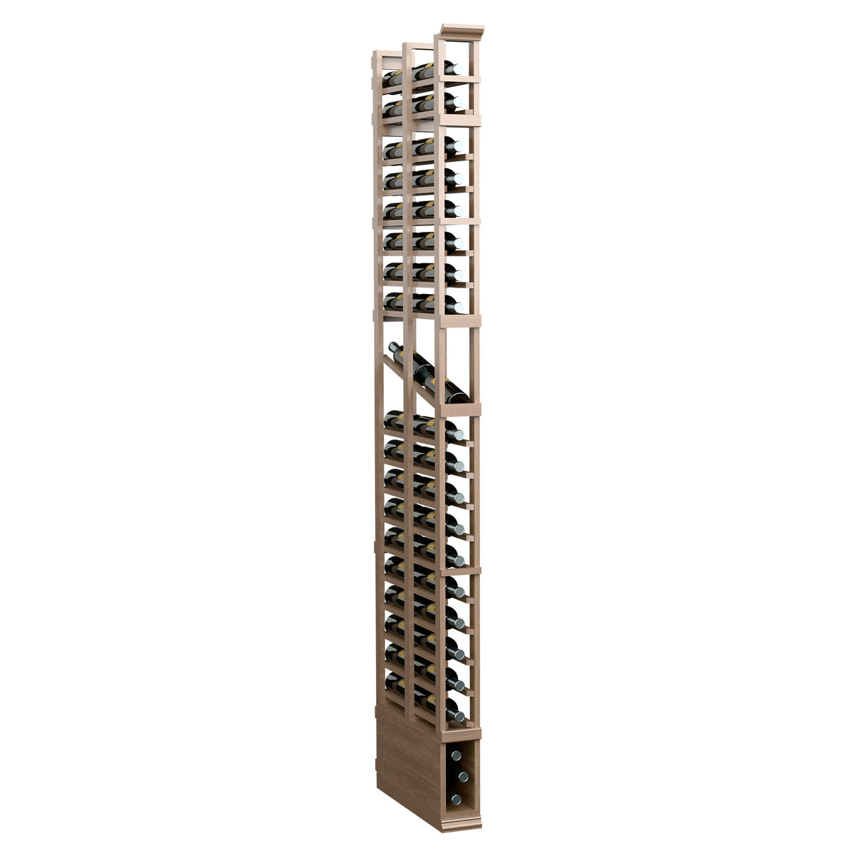 8-ft double-deep display rack with light wood frame and open front display slots