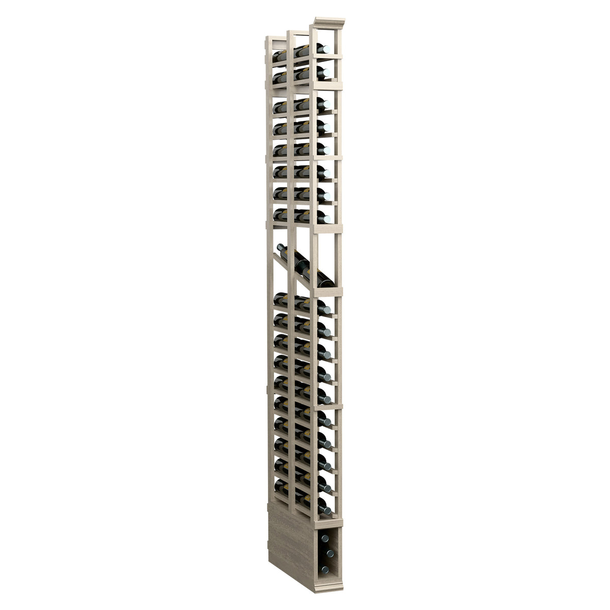Tall 1-column double-deep wine rack with open rows of bottle compartments
