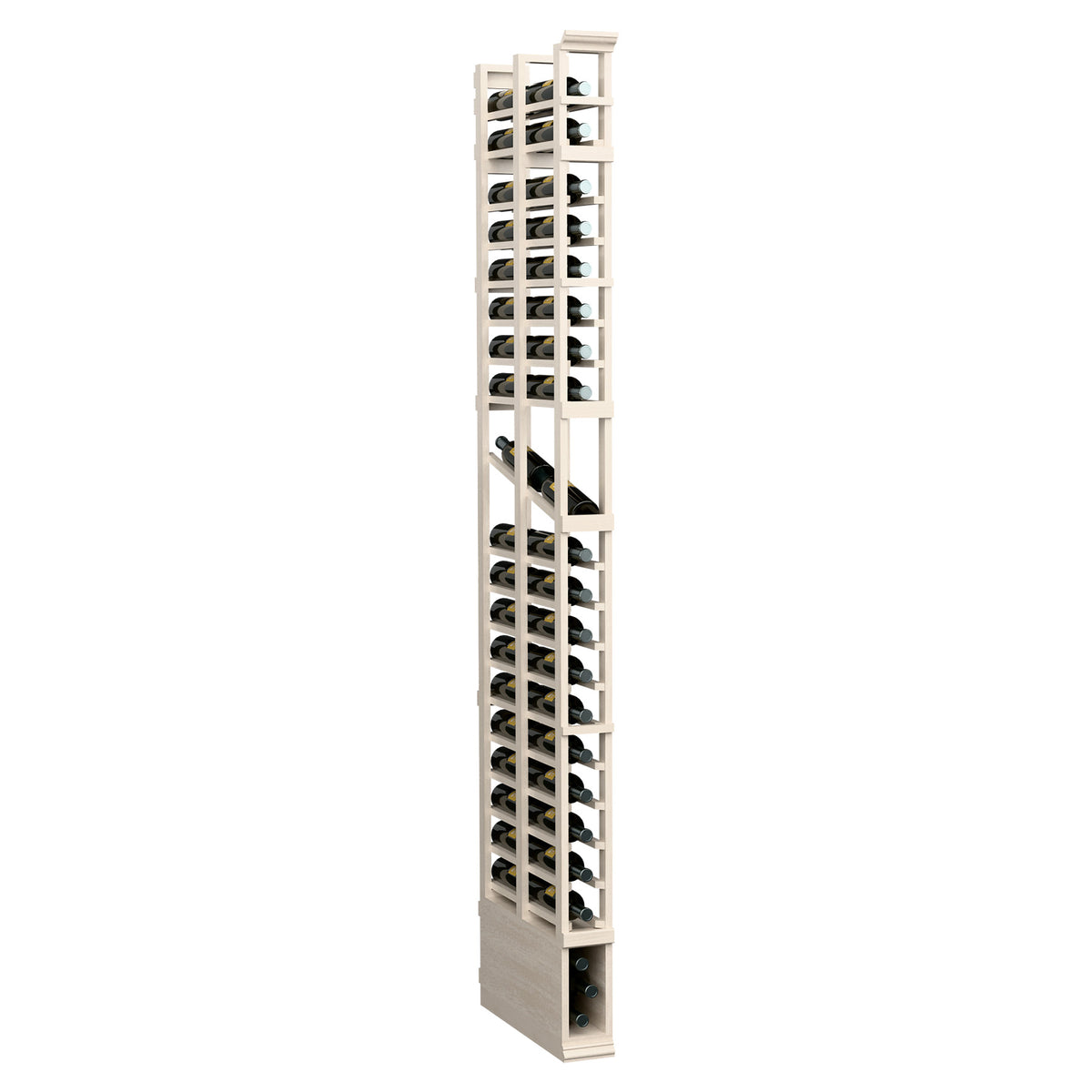 Whitewashed 1-column double-deep wine rack with open front bottle storage