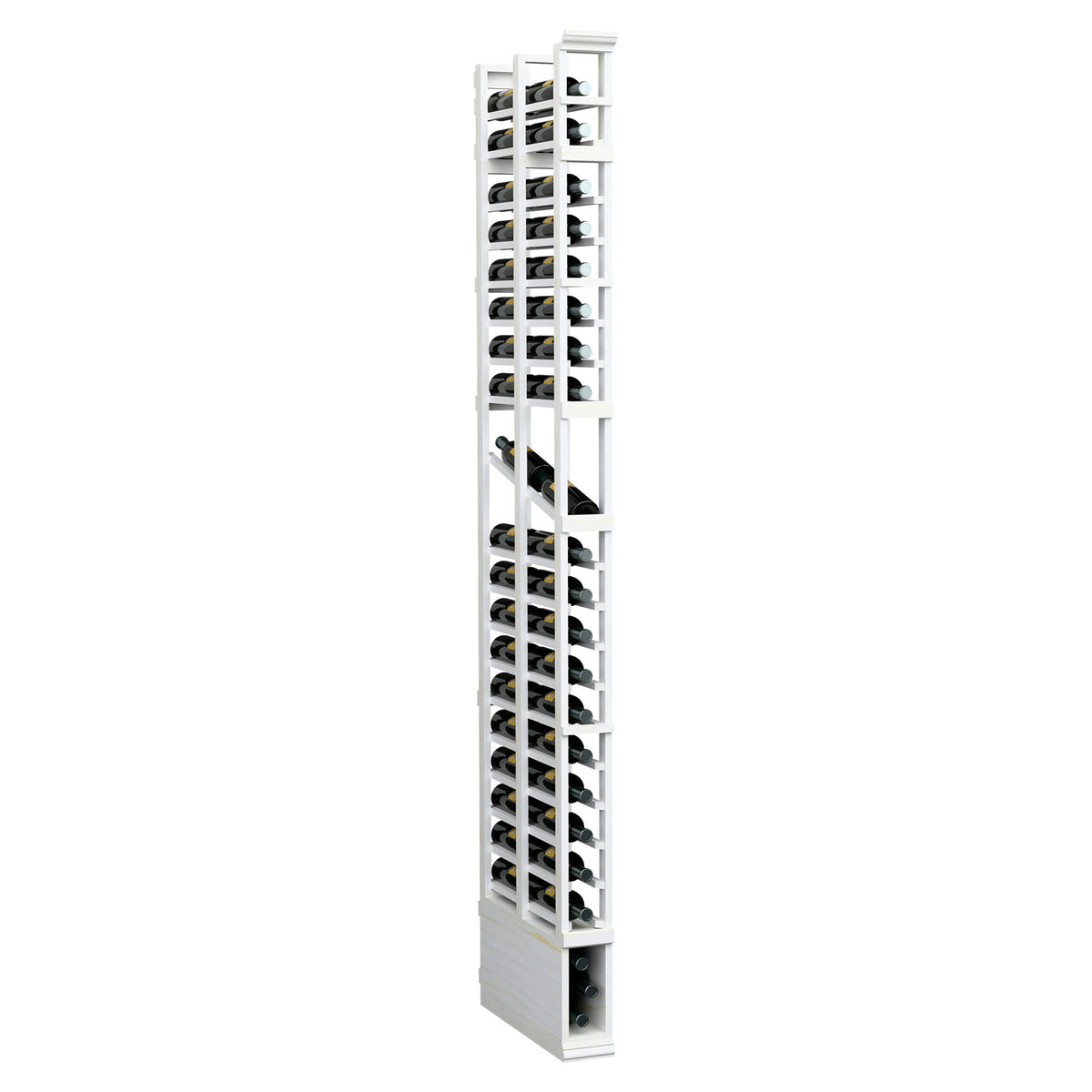 1-column double deep display rack, 8-ft, white-painted frame with bottle openings