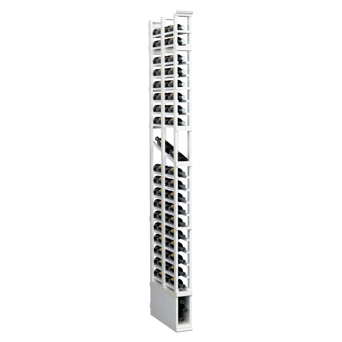 1-column double deep display rack, 8-ft, white frame with side view bottle slots