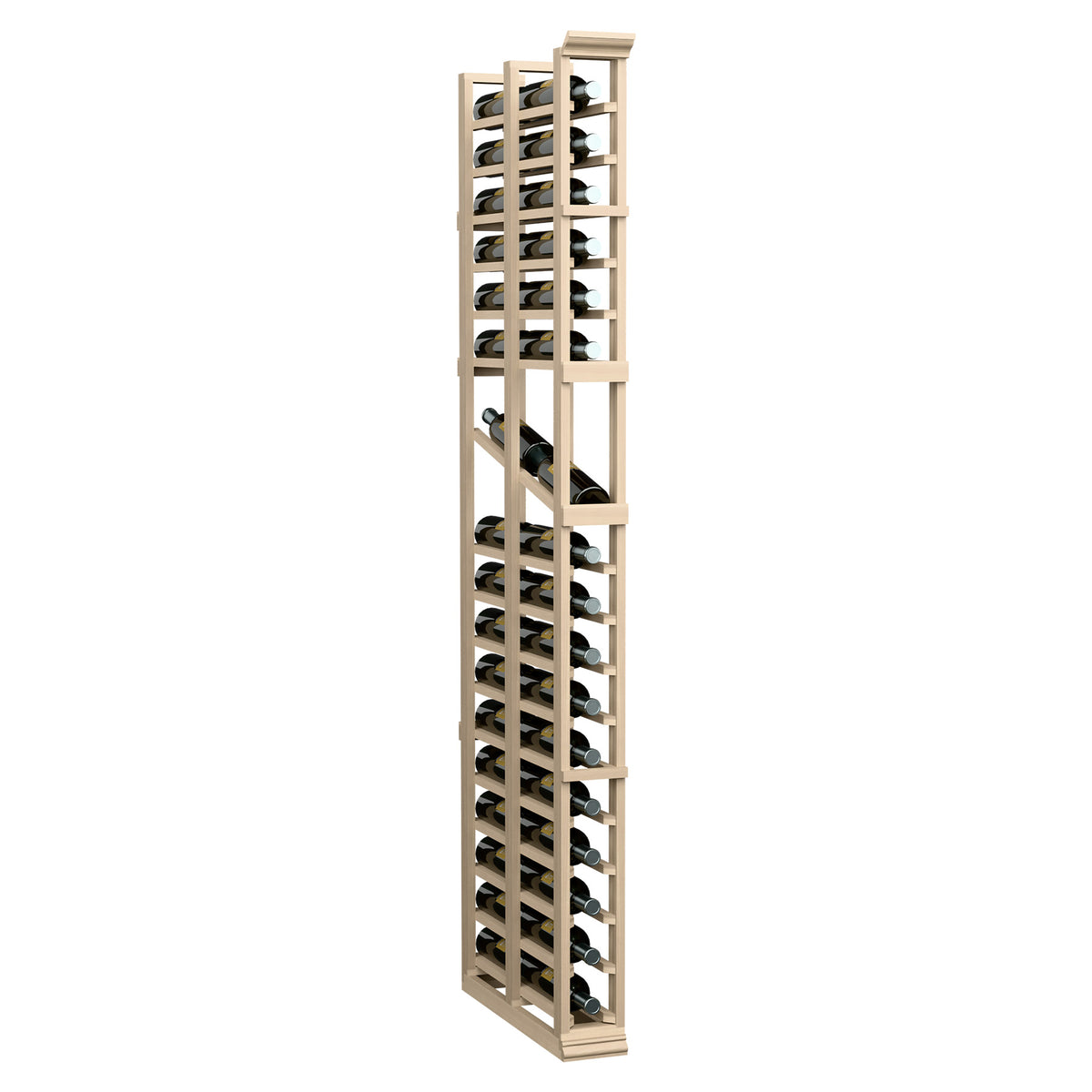 6FT wine display rack, light wood frame with double-deep bottle slots
