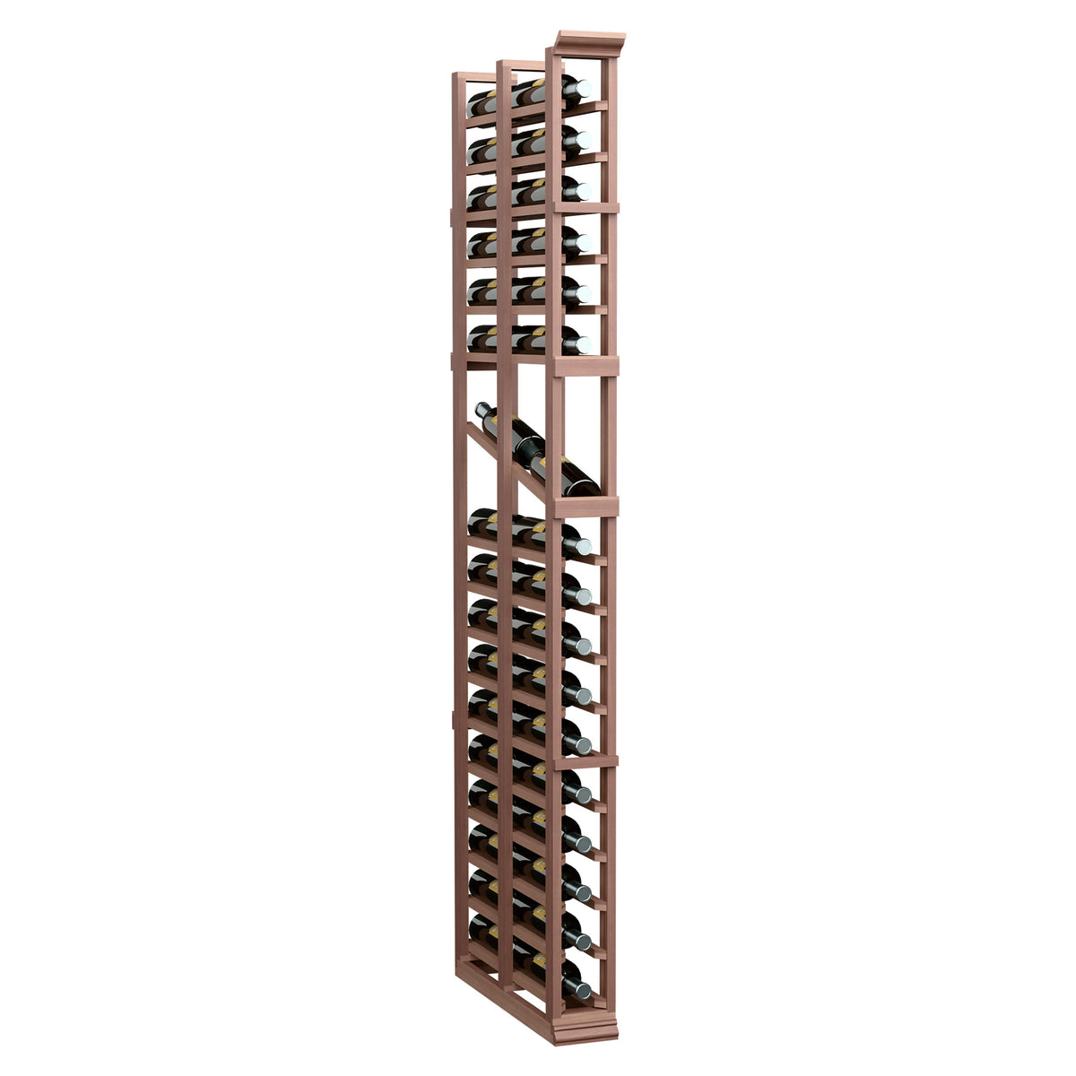 6FT wine display rack in dark wood tone with double-deep bottle slots