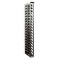 Tall gray wine bottle rack with two vertical frames and double-deep bottle slots