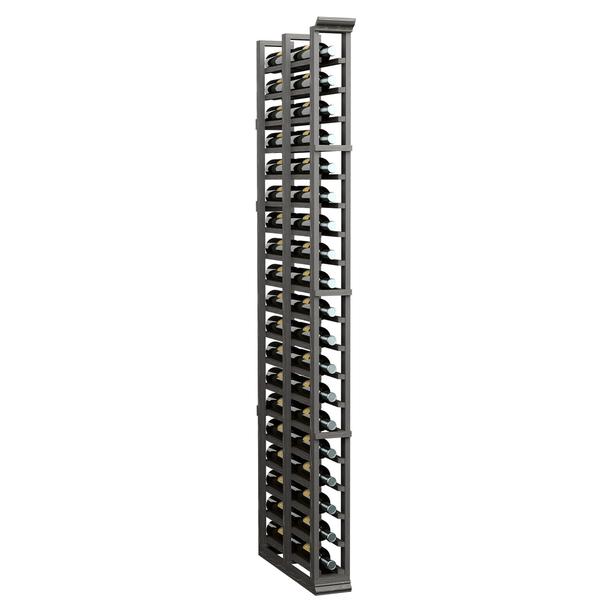 6FT double-deep single-column wine rack with dark frame and bottle slots