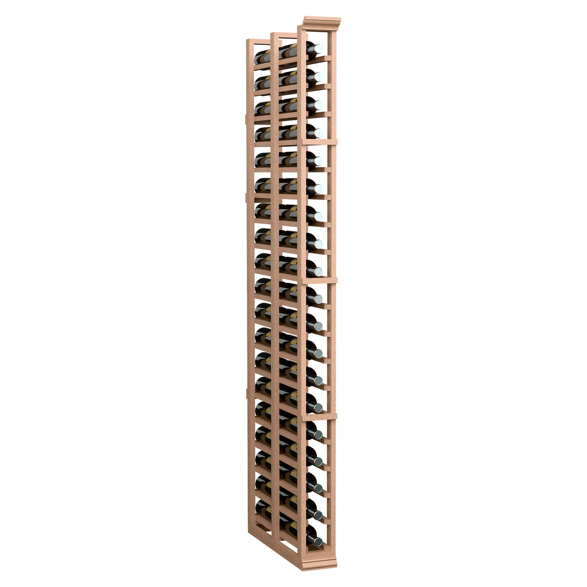 6FT double-deep single-column wine rack with warm wood frame and bottle slots