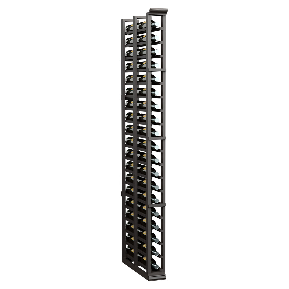 6 ft double-deep wine rack with bottle slots and dark frame