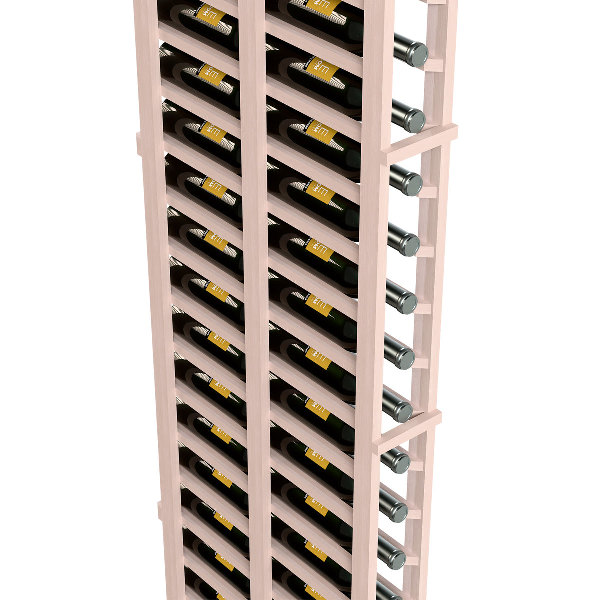Whitewash wood wine rack with bottle slots and round metal pegs
