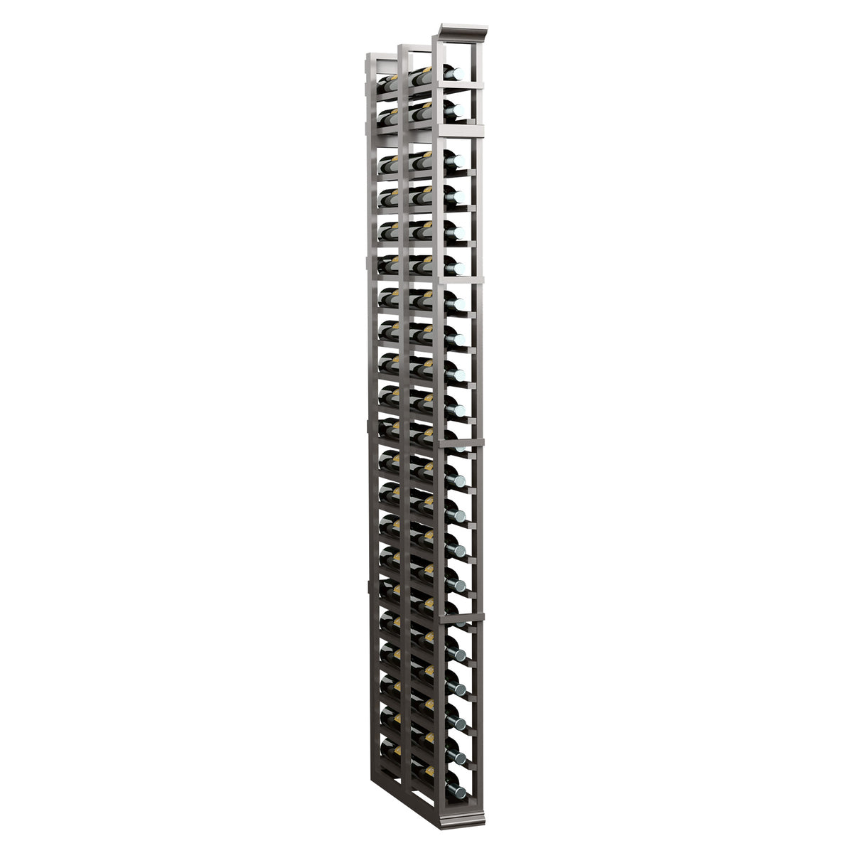 7-ft one-column double-deep storage rack, charcoal/gray wood frame with open grid shelves