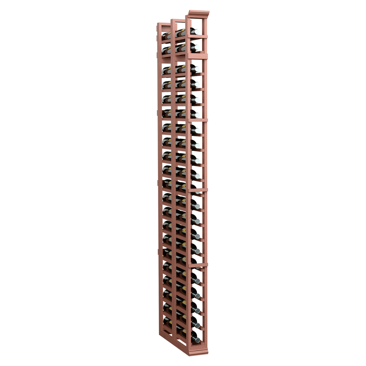 7-ft one-column double-deep storage rack, warm reddish-brown wood frame and open grid