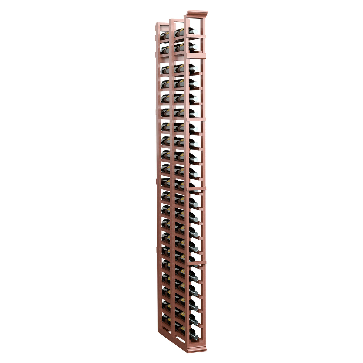 7-ft one-column double-deep storage rack, medium reddish-brown wood frame, open crisscross grid