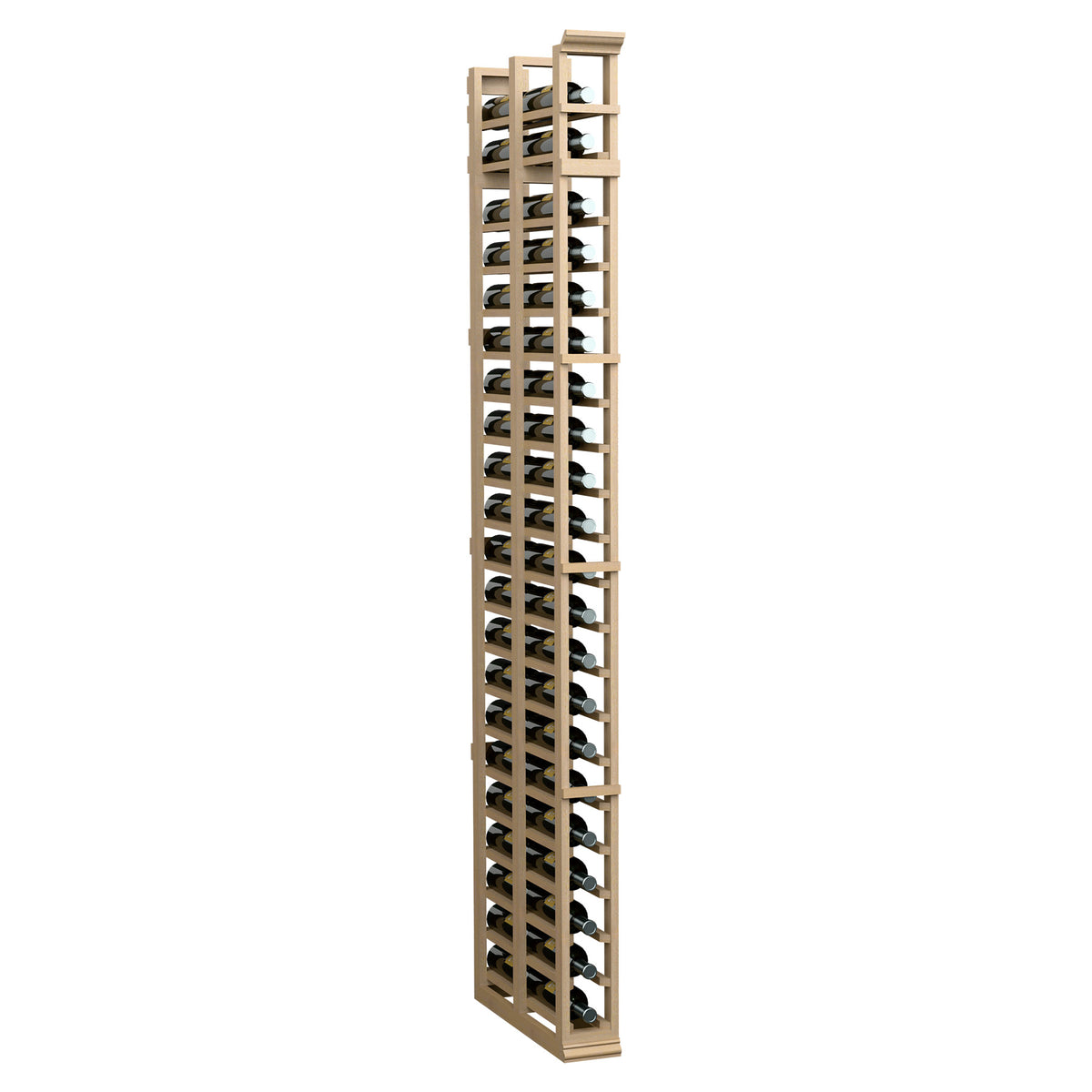 7-ft one-column double-deep storage rack, light tan wood frame with open lattice grid