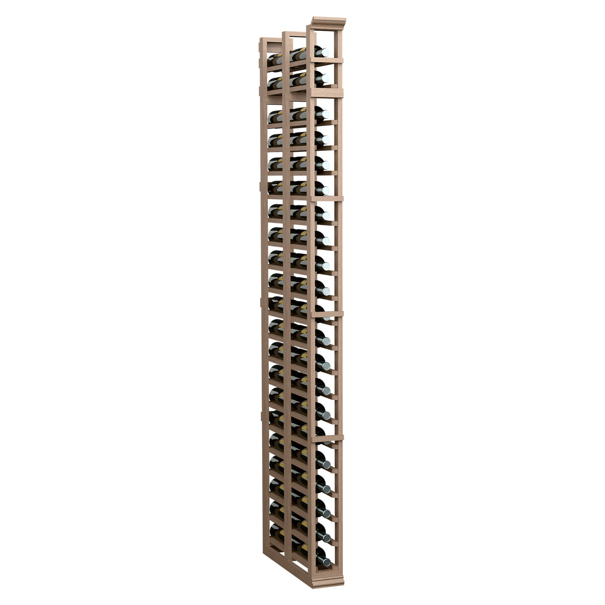 7-ft one-column double-deep storage rack, light wood frame, open lattice dividers
