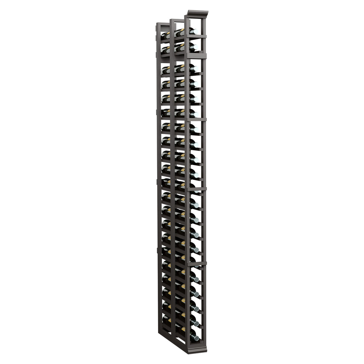 7-ft one-column double-deep storage rack, dark charcoal/black wood frame and grid shelves