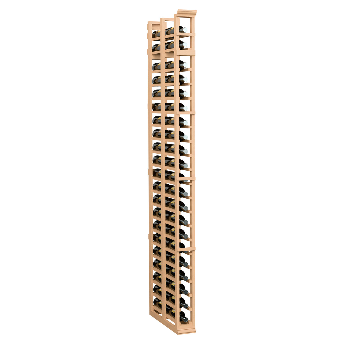 7-ft double-deep wooden wine bottle rack, natural light wood finish