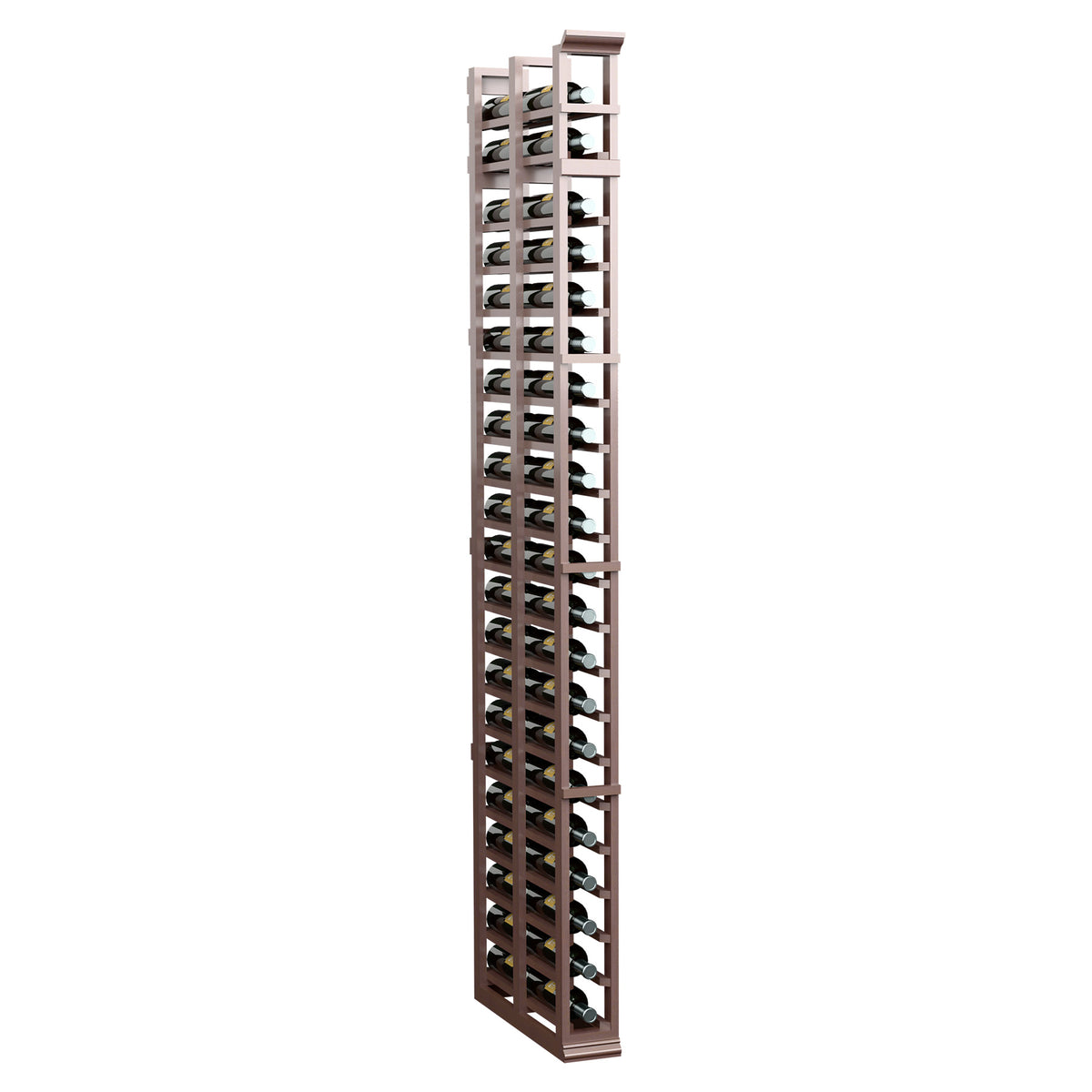 7-ft single-column double-deep wine rack, dark brown stained wood