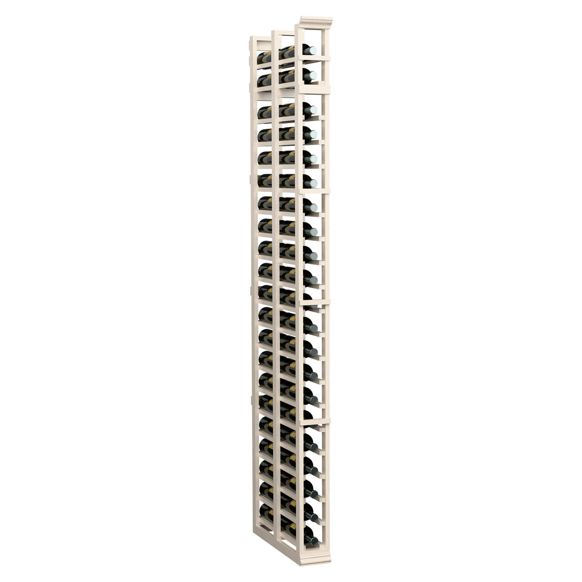 7-ft single-column double-deep wine rack, whitewashed wood finish, stacked supports