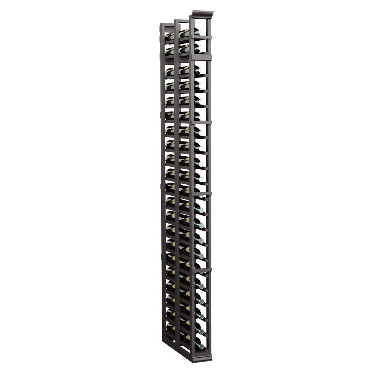 Tall double-deep storage rack with open slatted compartments in dark charcoal finish