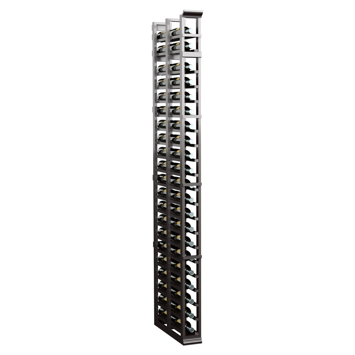 Tall double-deep storage rack with open slatted compartments in light gray finish