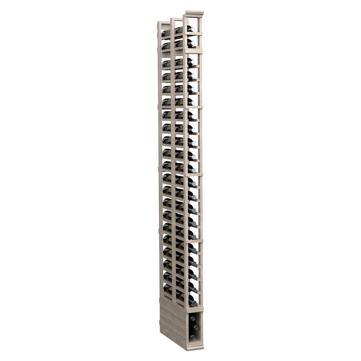 Light wood double-deep shoe rack with two vertical rows of open cubbies
