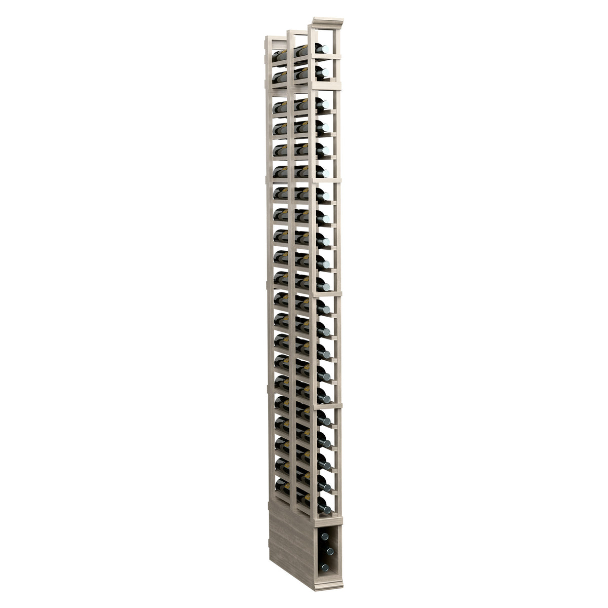Light gray double-deep shoe rack with two vertical rows of open cubbies