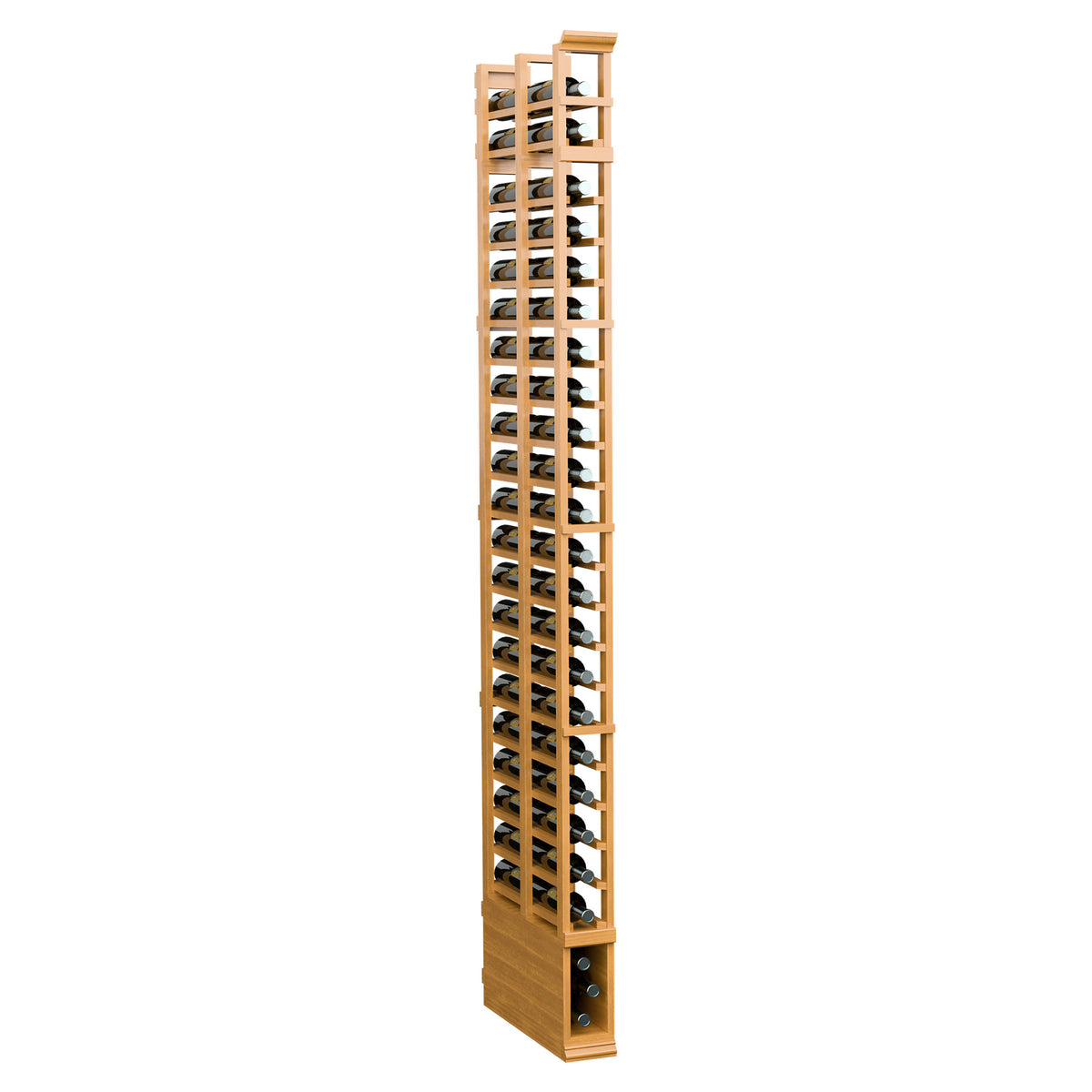 Golden tan double-deep shoe rack with two vertical rows of open cubbies