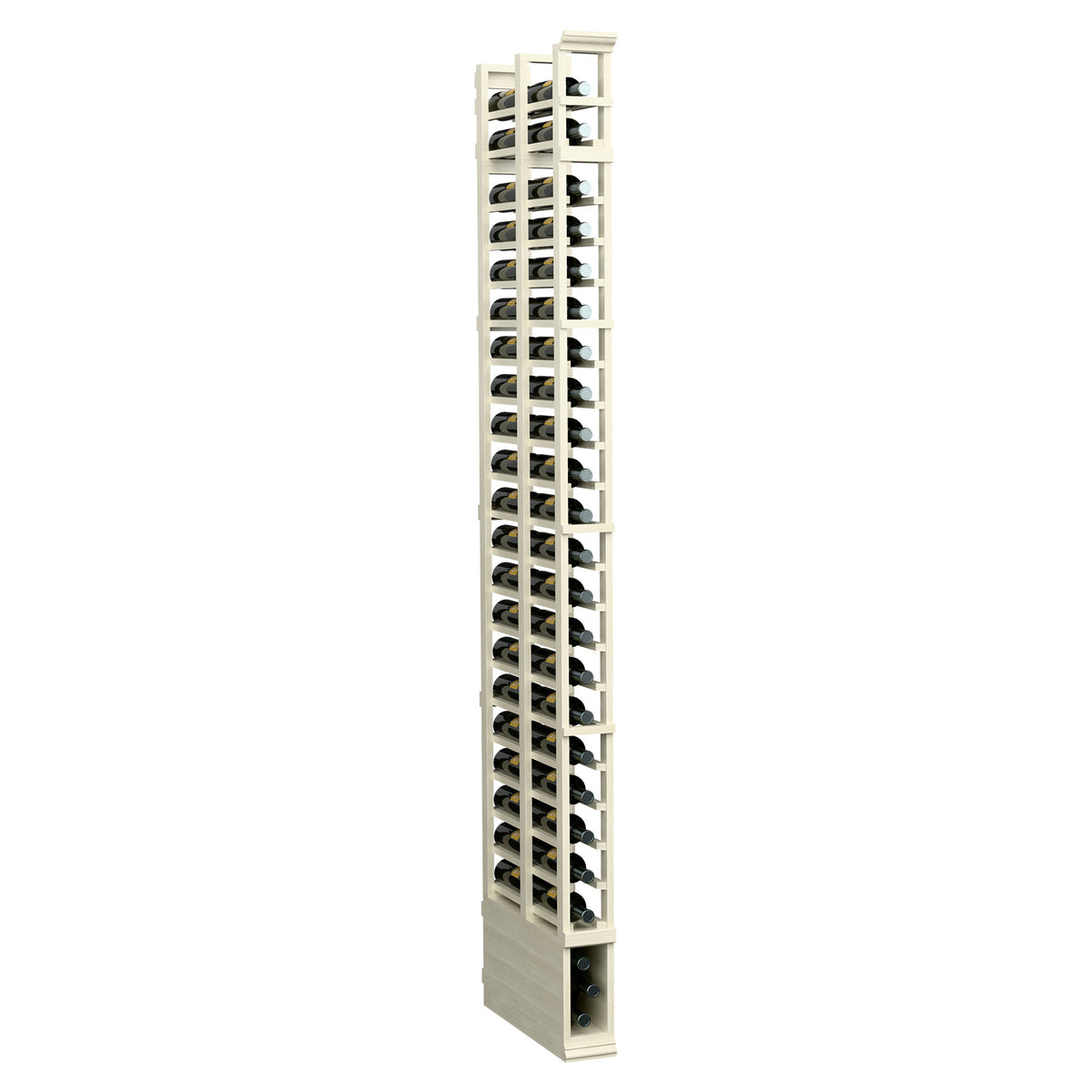 Light off-white double-deep shoe rack with two vertical rows of open cubbies