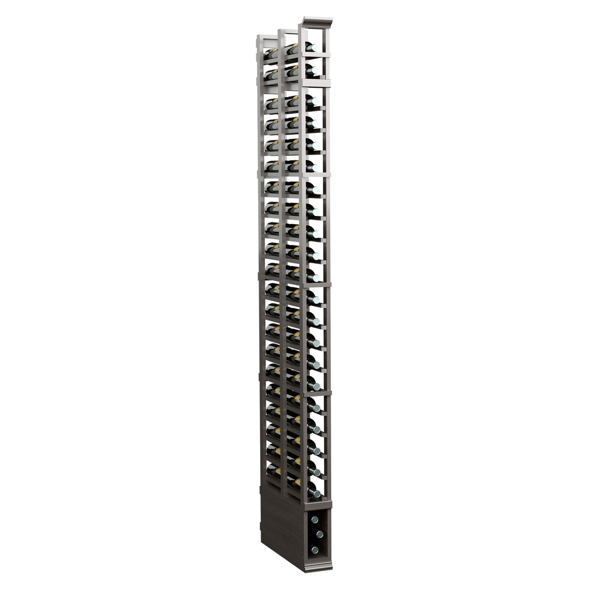 8ft double-deep standard rack, dark stained wood with multiple grid shelves and base