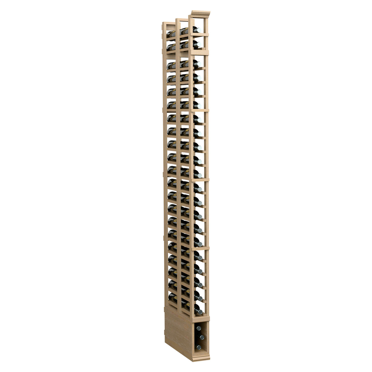 8ft double-deep standard rack, light natural wood with open slot rows and end base