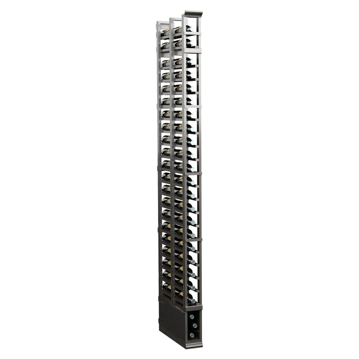 Charcoal metal and wood double-deep storage rack, tall with grid-style slots