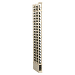 8 ft double deep bottle rack, 1 column view with light wood frame and bottle openings