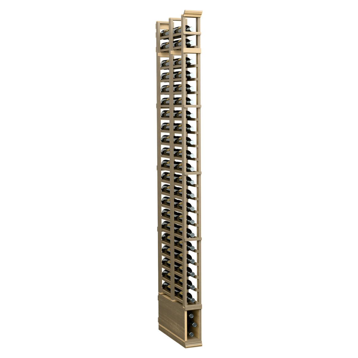 8 ft 1-column double-deep standard rack with natural light wood frame and black pegs