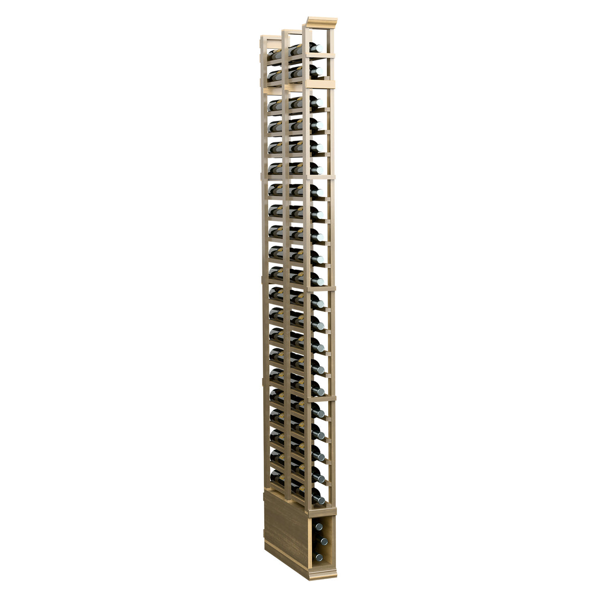 8 ft 1-column double-deep standard rack with warm light wood frame and black pegs