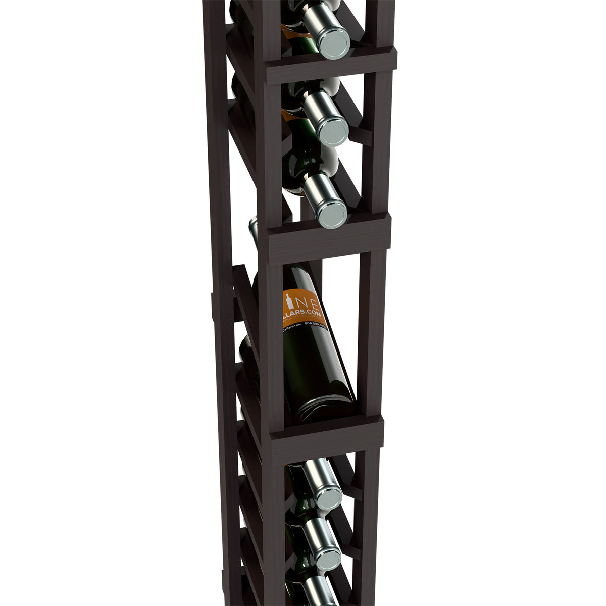 Charcoal 1-column wine rack with front bottle cubbies and metal bottle rests
