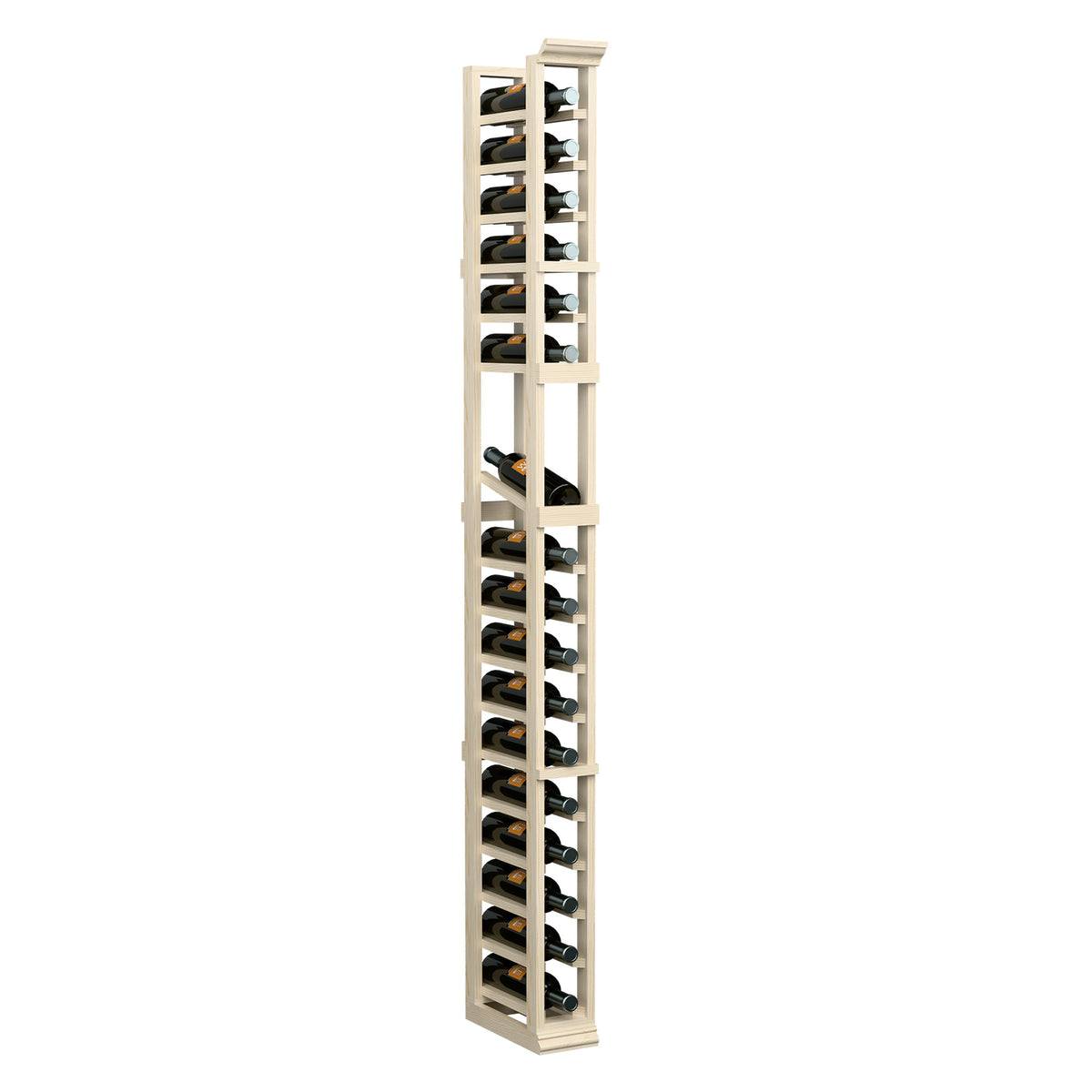 Tall 1-column wine rack with grid-style back and evenly spaced bottle holders.