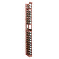 Cherry red 1-column display rack with wood frame and metal bottle slots, 7 ft tall