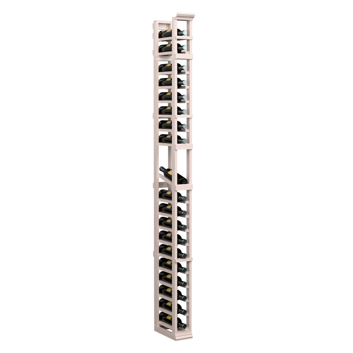 Light wood 1-column bottle display rack with multi-level curved bottle holders