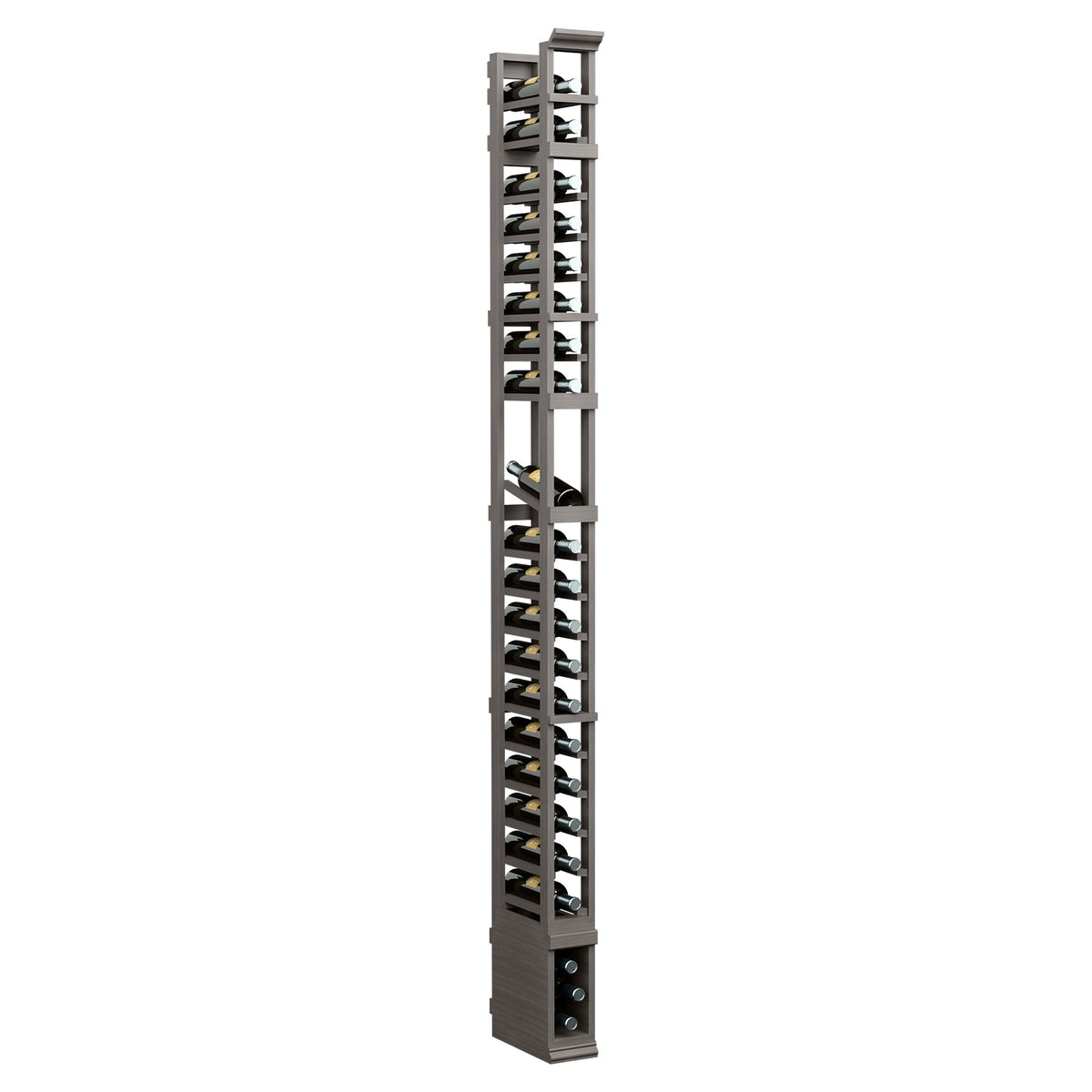 1-column wood display rack, 8 ft, dark gray frame with open shelving