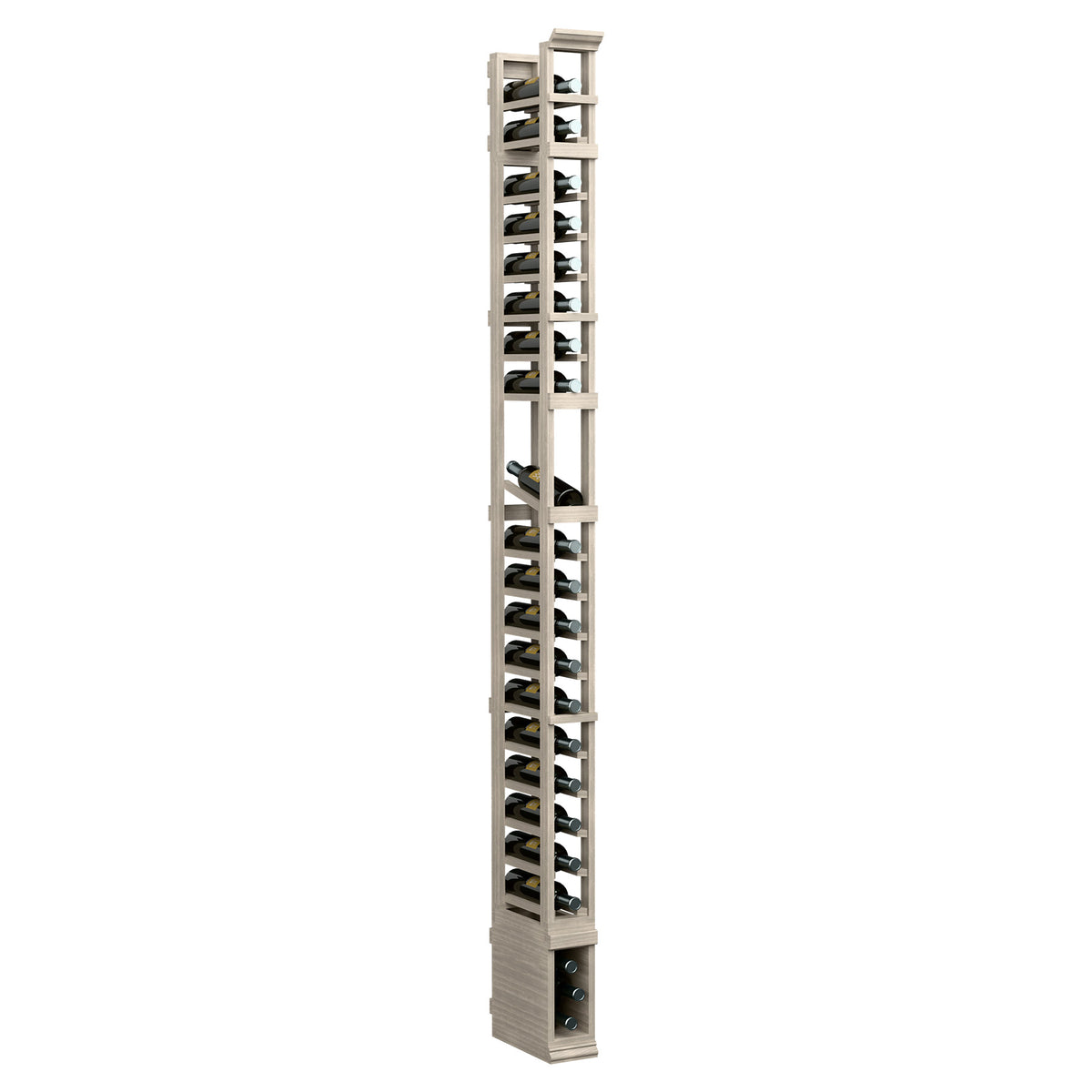 8-ft one-column display rack, light wood frame with multiple hanging hooks