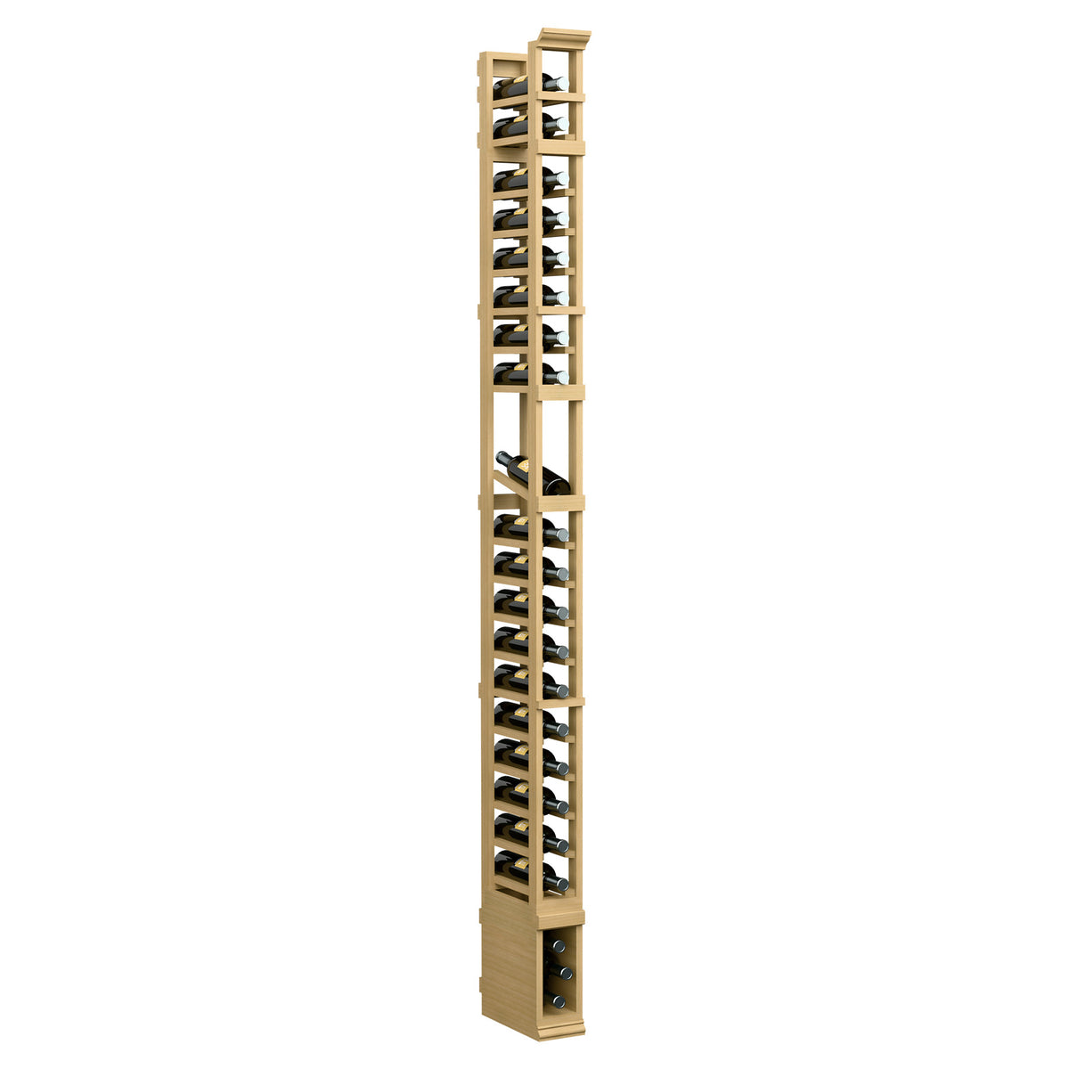 8-ft one-column display rack, natural wood tone with stacked hook bars