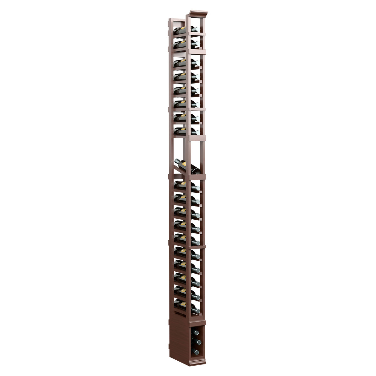 8-ft one-column display rack, espresso-style wood finish with hanging hook rows