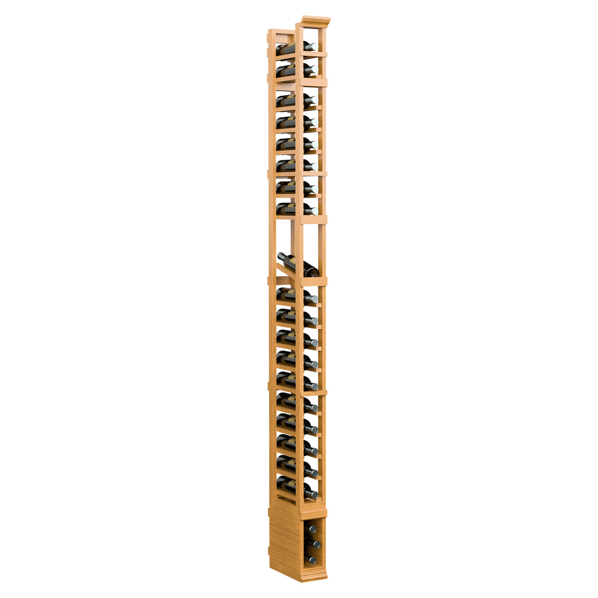 8-ft one-column display rack, honey wood finish with multiple hanging hook levels
