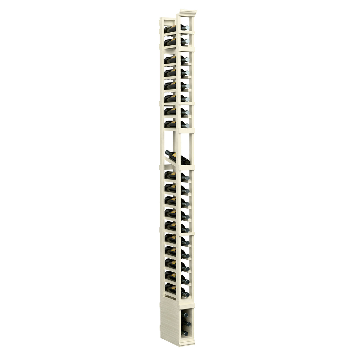 8-ft one-column display rack, pale light wood with black hanging hook shelves
