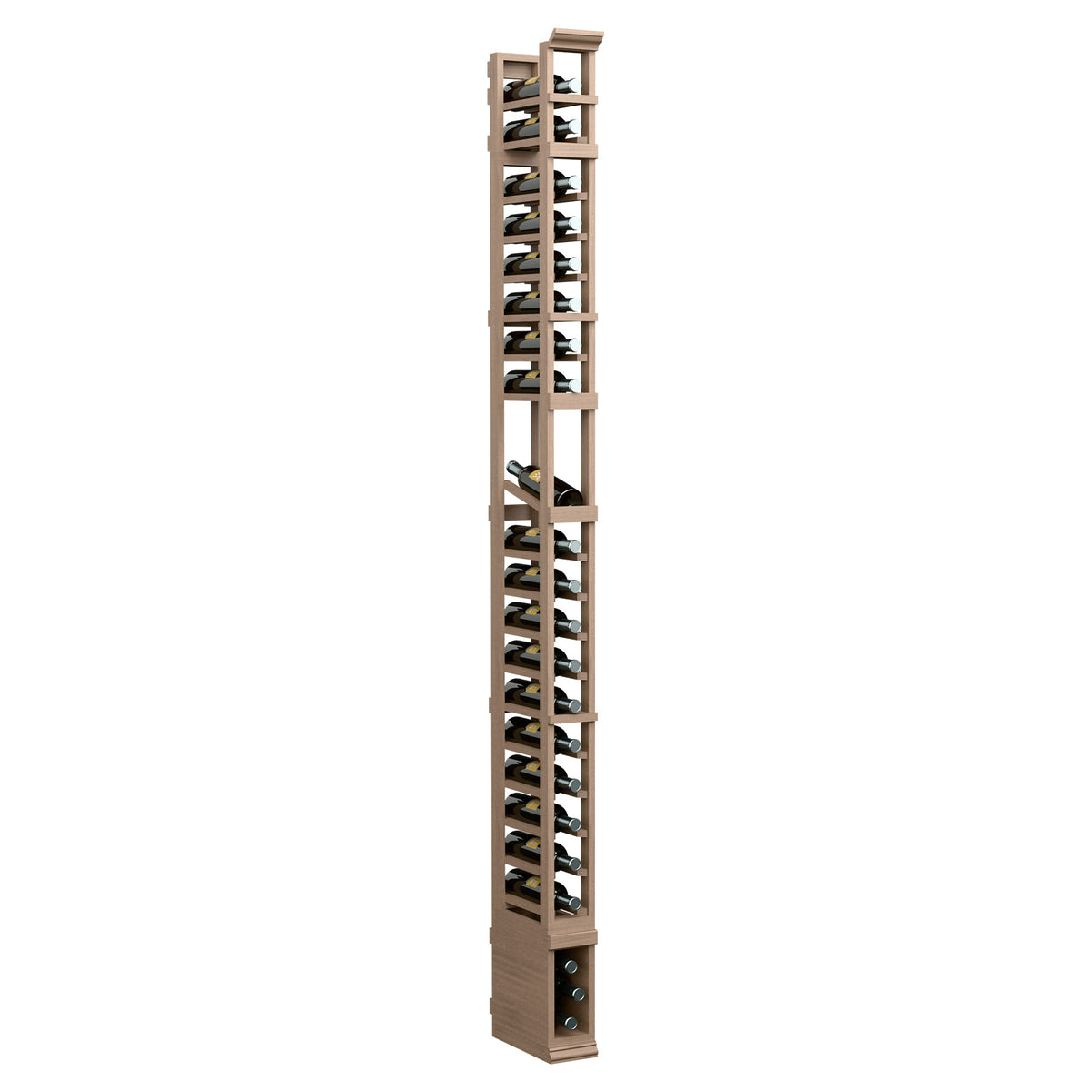 8FT single-column display rack with slanted slots, light wood frame and base