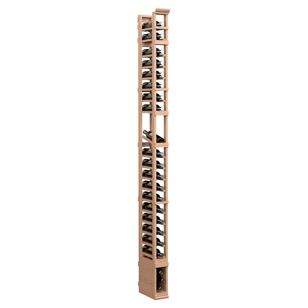 8-ft 1-column display rack with light wood frame and angled shelf slots