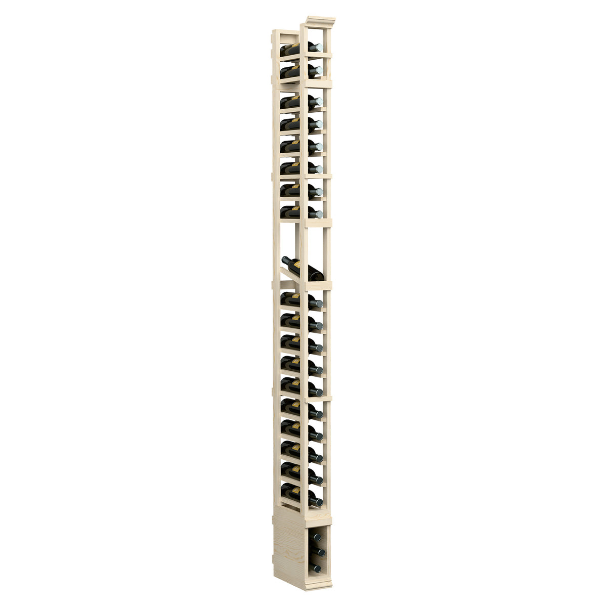 1-column display rack with narrow frame, front view of multi-tier holders